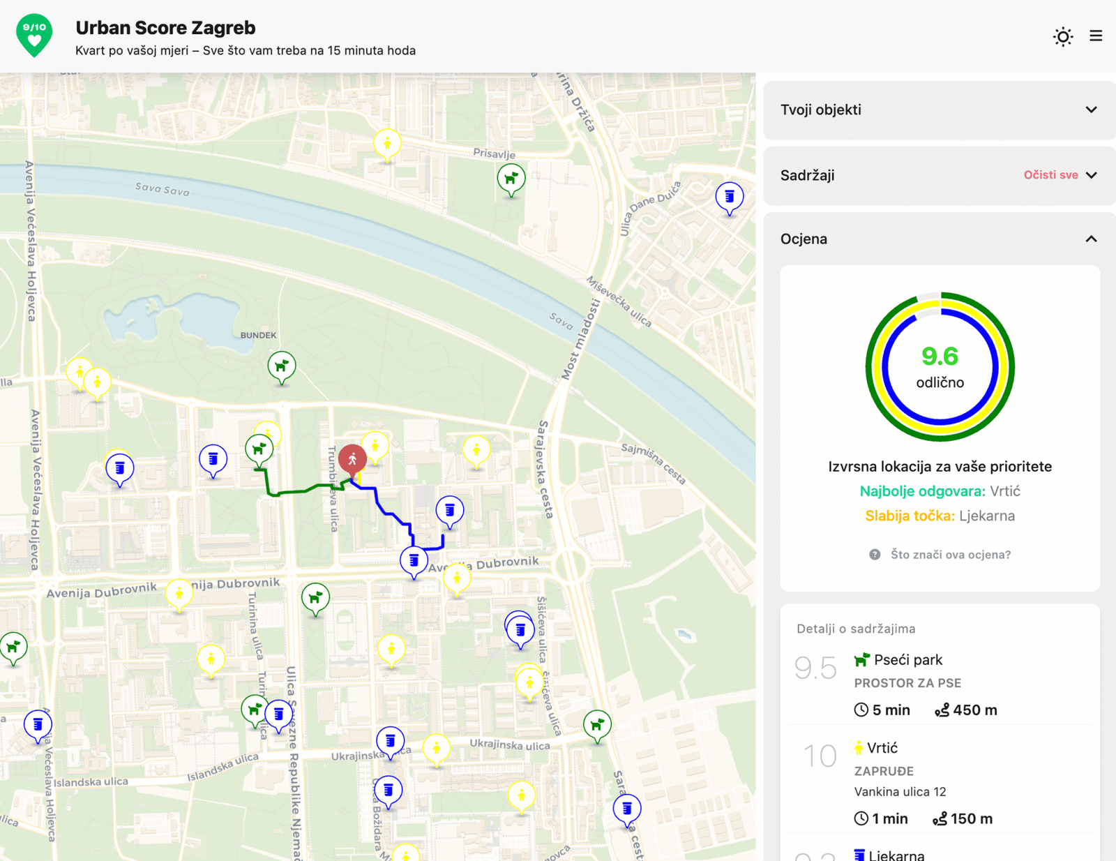 Urban Score Zagreb - first implementation of the tool